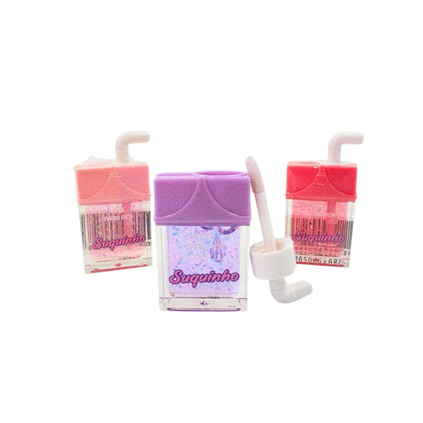 Brilho Labial De Suquinho Lip Gloss Com Glitter Maria Pink